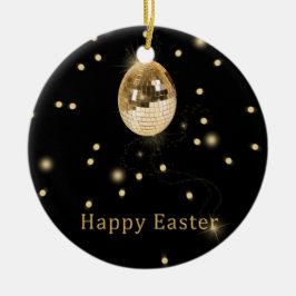 Happy Easter Gold Disco Ball Keramikornament