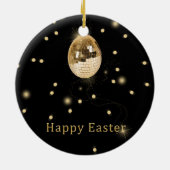 Happy Easter Gold Disco Ball Keramikornament (Hinten)