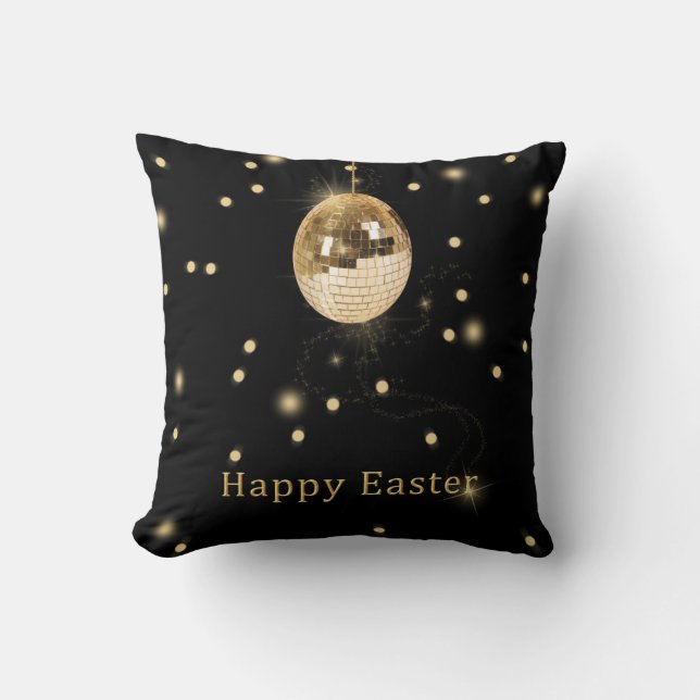 Happy Easter Gold Disco Ball Kissen (Vorderseite)