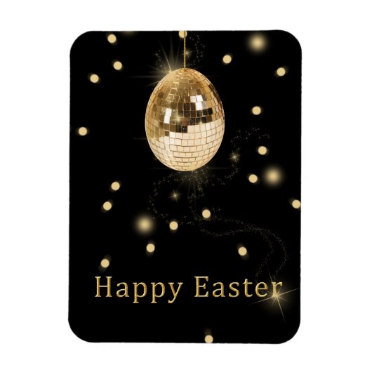 Happy Easter Gold Disco Ball Magnet (Vertikal)