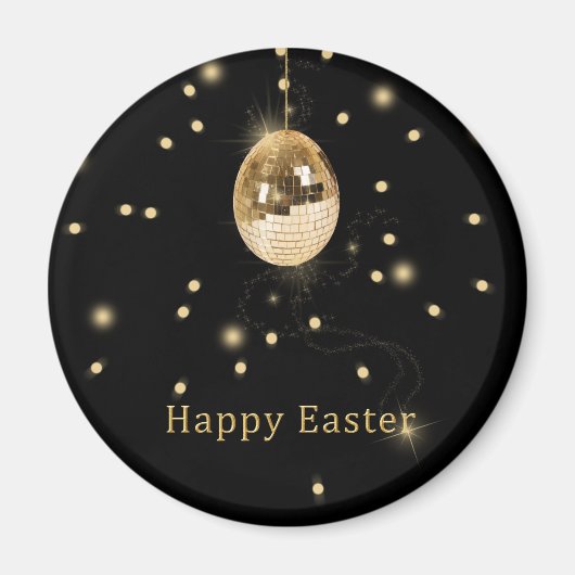Happy Easter Gold Disco Ball Magnet (Vorne)