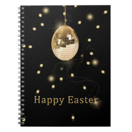 Happy Easter Gold Disco Ball Notizblock