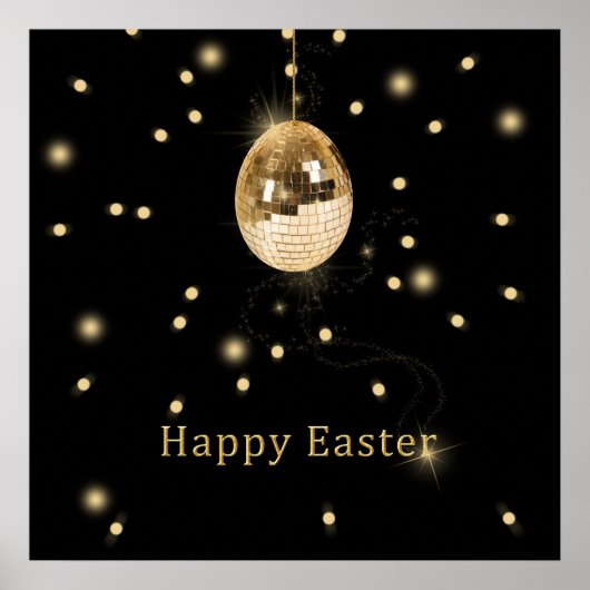Happy Easter Gold Disco Ball Poster (Vorne)