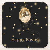 Happy Easter Gold Disco Ball Rechteckiger Pappuntersetzer (Vorderseite)