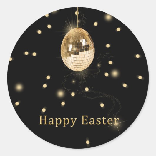 Happy Easter Gold Disco Ball Runder Aufkleber (Vorderseite)
