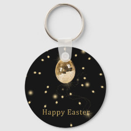 Happy Easter Gold Disco Ball Schlüsselanhänger