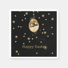 Happy Easter Gold Disco Ball Serviette