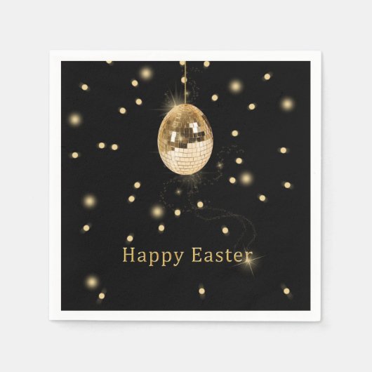 Happy Easter Gold Disco Ball Serviette (Vorderseite)