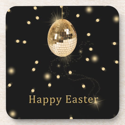 Happy Easter Gold Disco Ball Untersetzer (Vorderseite)