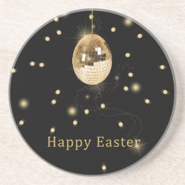 Happy Easter Gold Disco Ball Untersetzer