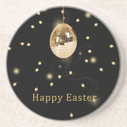 Happy Easter Gold Disco Ball Untersetzer (Vorne)