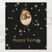 Happy Easter Gold Disco Ball Weinetikett (Einzelnes Label)
