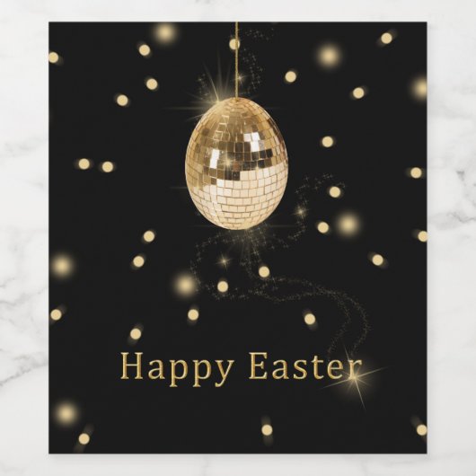 Happy Easter Gold Disco Ball Weinetikett (Einzelnes Label)