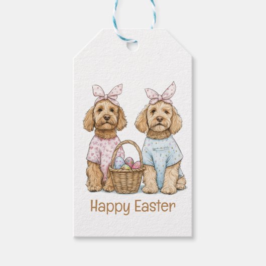 Happy Easter Goldendoodle Dogs Geschenkanhänger (Vorderseite)