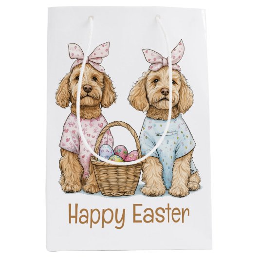 Happy Easter Goldendoodle Dogs Mittlere Geschenktüte (Vorderseite)