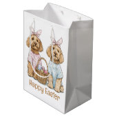 Happy Easter Goldendoodle Dogs Mittlere Geschenktüte (Rückseite Schrägansicht)