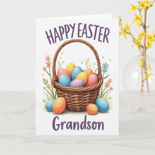Happy Easter Grandson Spring Card Karte (Gelbe Blume)