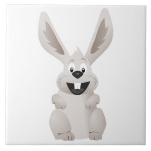 "HAPPY EASTER" GRAY BUNNY FLIESE