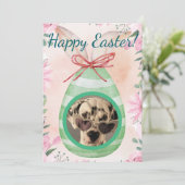 Happy Easter - green egg photo Einladung (Stehend Vorderseite)