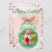 Happy Easter- green egg with photo Invitation Einladung (Vorne/Hinten)
