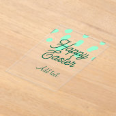 Happy Easter green eggs pastel name date simple  Acryleinladungen (Ablage )