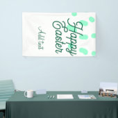 Happy Easter green eggs pastel name date simple Banner (Messeveranstaltung)