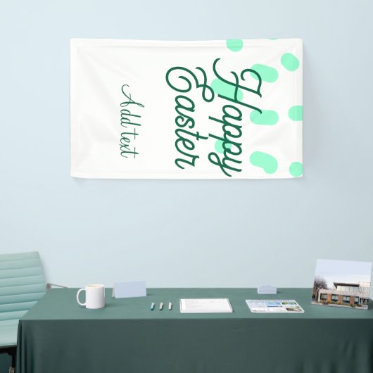 Happy Easter green eggs pastel name date simple  Banner (Messeveranstaltung)