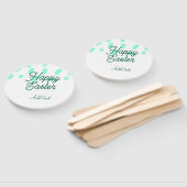 Happy Easter green eggs pastel name date simple Fächer (Non-assembled)