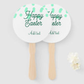 Happy Easter green eggs pastel name date simple Fächer (Vorne und Hinten)