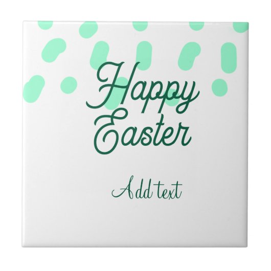 Happy Easter green eggs pastel name date simple Fliese (Vorderseite)