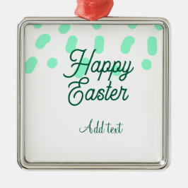 Happy Easter green eggs pastel name date simple  Ornament Aus Metall