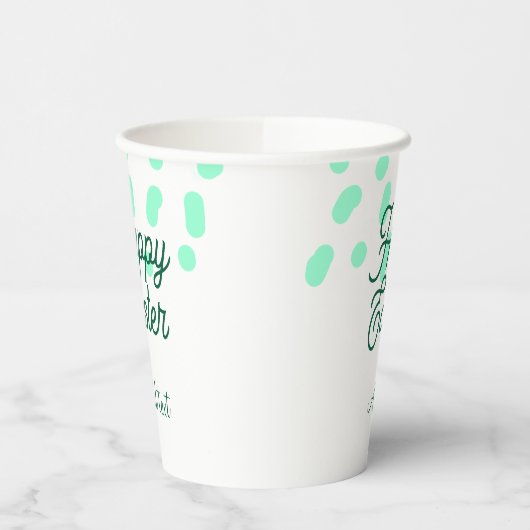Happy Easter green eggs pastel name date simple  Pappbecher (Links)