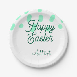 Happy Easter green eggs pastel name date simple  Pappteller