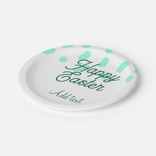Happy Easter green eggs pastel name date simple  Pappteller (Schrägansicht)