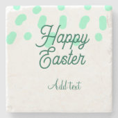 Happy Easter green eggs pastel name date simple  Steinuntersetzer (Vorderseite)