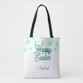 Happy Easter green eggs pastel name date simple  Tasche (Vorderseite)