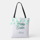 Happy Easter green eggs pastel name date simple  Tasche (Rückseite)