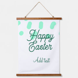 Happy Easter green eggs pastel name date simple  Wandteppich Mit Holzrahmen