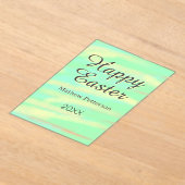 Happy Easter green yellow pastel gray name year  Acryleinladungen (Ablage )