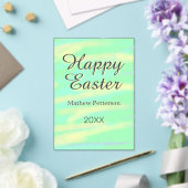 Happy Easter green yellow pastel gray name year  Acryleinladungen (In Situ (Hochzeit))