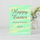 Happy Easter green yellow pastel gray name year  Einladung (Stehend Vorderseite)