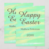 Happy Easter green yellow pastel gray name year  Einladung (Vorne/Hinten)