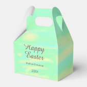 Happy Easter green yellow pastel gray name year  Geschenkschachtel (Rückseite)