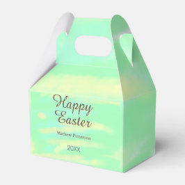 Happy Easter green yellow pastel gray name year  Geschenkschachtel