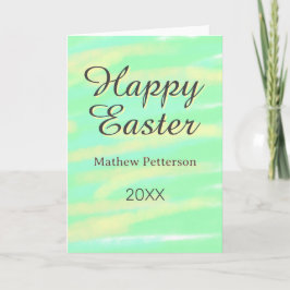 Happy Easter green yellow pastel gray name year  Karte