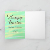Happy Easter green yellow pastel gray name year  Karte (Innenseite)
