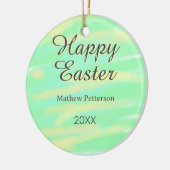 Happy Easter green yellow pastel gray name year  Keramik Ornament (Links)