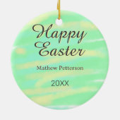 Happy Easter green yellow pastel gray name year  Keramik Ornament (Hinten)