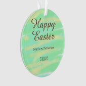 Happy Easter green yellow pastel gray name year  Ornament (Vorderseite)