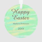 Happy Easter green yellow pastel gray name year  Ornament (Rückseite)